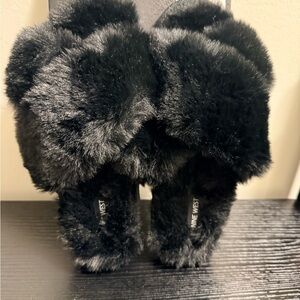 Nine West Black Furry Slippers